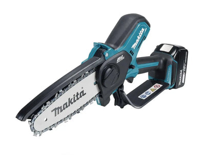 Makita - Motosega da potatura a batteria 18V 15 cm, 1 batteria Li-Ion da 5,0 Ah, caricabatterie