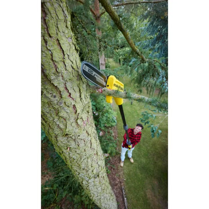 Stanley Attrezzature da giardino - Motosega da potatura a batteria 18V 20 cm, 1 batteria Li-Ion da 4,0 Ah, caricabatterie SFMCPS620M1-QW