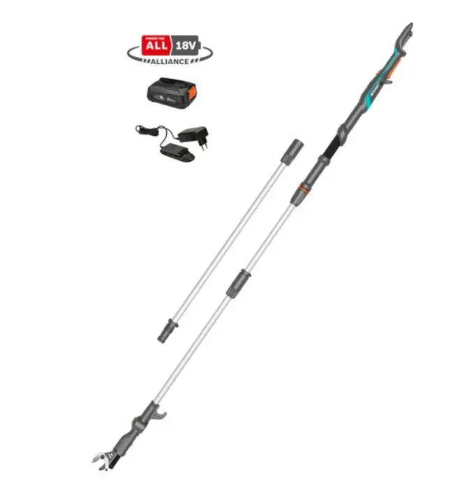 Gardena - troncarami telescopico AKU 18V HighCut 360/18V P4A, 1x batteria 2,0 Ah, caricabatterie 14776-20